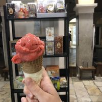 Strawberry sorbet  at Bohotis Gelateria Patisserie in Corfu
