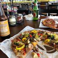 You design your own pizza. I enjoyed the vegan sausage and almond cheese. They even had vegan shebert! at Pizza Artista in Lake Charles