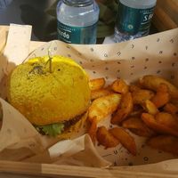 Vegan burger with wedges. 10% off at lunchtime! at Flower Burger in Turin