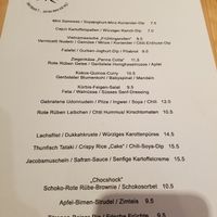 Menu, most is vegan or can be made vegan at Rote Rübe in Oberndorf In Tirol