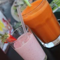 Carrot-juice and extra smoothie  at Organic Cafe in Fuengirola
