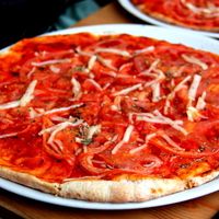 Vegan margarita pizza. It didn´t have much cheese on it, but that was fine, because it was surprisingly tasty.  at Organic Cafe in Fuengirola