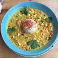 Green Thai Tofu Curry at Organic Cafe in Fuengirola