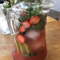 Homemade strawberry lemonade at Organic Cafe in Fuengirola