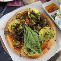 Vegan pizza   at Urth Caffe in Laguna Beach
