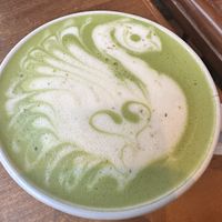 Green rose latte with oat milk   at Urth Caffe in Laguna Beach