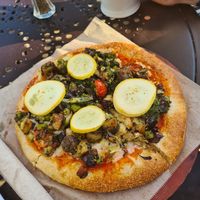 very delicious pizza! at Urth Caffe in Laguna Beach