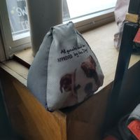 Dog doorstop at Kaffabar in Brussels