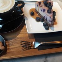 Coffee, cheesecake and cookie at Kaffabar in Brussels