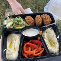 fallafel plate, eggplant dip instead of cheese   at Happy Break in Issy-les-moulineaux