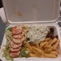 Gyros with tzaziki and fries and some simple salad at Veganel in Nuremberg