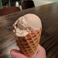 Peanut Butter Fudge, vegan waffle cone! at Charm School in Richmond