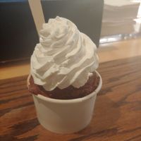 Vegan Rocky road with vegan whipped cream at Charm School in Richmond