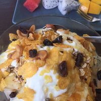 Fruit platter and muesli fruits and yogurt  at Sawasdee in Koh Chang Ranong