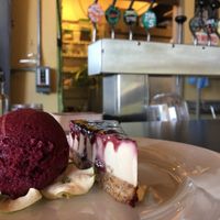 One of their seasonal desserts, cheesecake with gelato at Ground Breaker Gastropub  in Portland