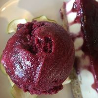 One of their seasonal desserts, cheesecake with gelato at Ground Breaker Gastropub  in Portland