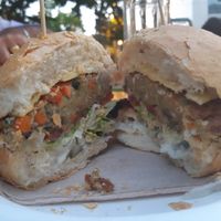 Vegan cheese burger at Cebrian in Zaragoza