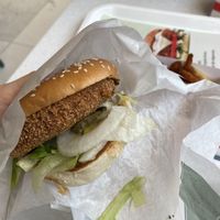 “Chicken” burger (way more tasty than the “beef”)  at MAX - Vasagatan in Stockholm