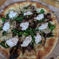 Spinach and Mushroom Pizza with Almond Lemon "Ricotta' at True Food Kitchen in Fairfax