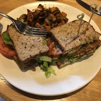Tempeh Lettuce Tomato w/ avocado, spinach, and Vegan Mayonnaise w/ sweet potato hash at True Food Kitchen in Fairfax