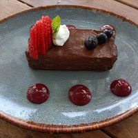 Pastel de chocolate at La Playita in Bacalar
