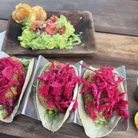 Guacamole and Avocado tacos  at La Playita in Bacalar