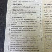 Menu Ceviche  at La Playita in Bacalar