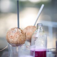 Kombucha and Coconut water at Luv Burger in Nosara
