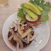 bacon coco burger at Luv Burger in Nosara