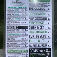 Menu at Luv Burger in Nosara
