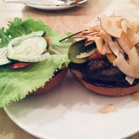 Cocobacon burger at Luv Burger in Nosara