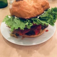 Phillycheese burger at Luv Burger in Nosara