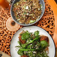Arancini dish and nasi goreng at Komuniti in Long Jetty