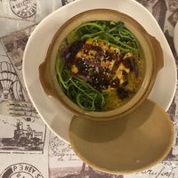 Delicious tofu claypot rice! at Raw Chefs Cafe in Kowloon