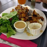 tofu satay sauce. simple but actually very tasty  at Chic Planete in Avignon