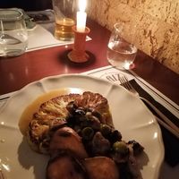 Cauliflower steak with veggies and sweet potatoes at Raiz in Porto