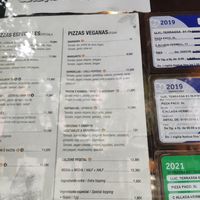 Vegan pizza menu at Pizza Paco in Barcelona