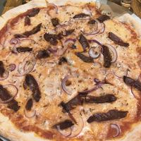 Chorizo pizza at Pizza Paco in Barcelona