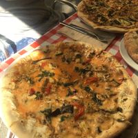 Vegetarian with vegan cheese  at Pizza Paco in Barcelona