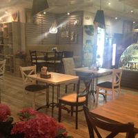 Inside seating (there are also some tables outside). at Vege Joy in Varna