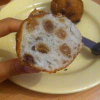 Oliebol with raisins at Verwijk's Oliebollen in Utrecht