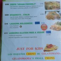 Vegan lasagna on the menue at Gelatomania in Gran Canaria