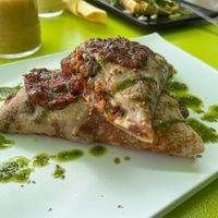 Crepe moussaka vegana at Gelatomania in Gran Canaria