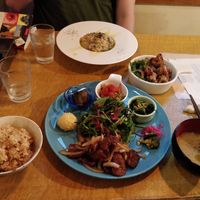 Special plate, risotto and fried chicken at Karakoma in Morioka