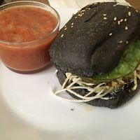 Soup and burger  at L'Estanco du Marche in Lyon