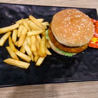 Vegan burger and fries at Greendot - Bugis Junction. at Greendot - Bugis Junction  in Central Singapore