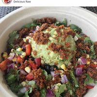 Vegan walnut meat taco bowl  at Delicious Raw Kitchen and Juice Bar - maybe close in Estero