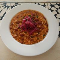 rice and beans at Graça 77 in Lisbon