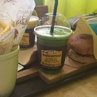 Burger set at Moomoo Burger & Smoothie in Busan