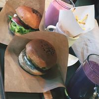 Their eponymous burger  at Moomoo Burger & Smoothie in Busan